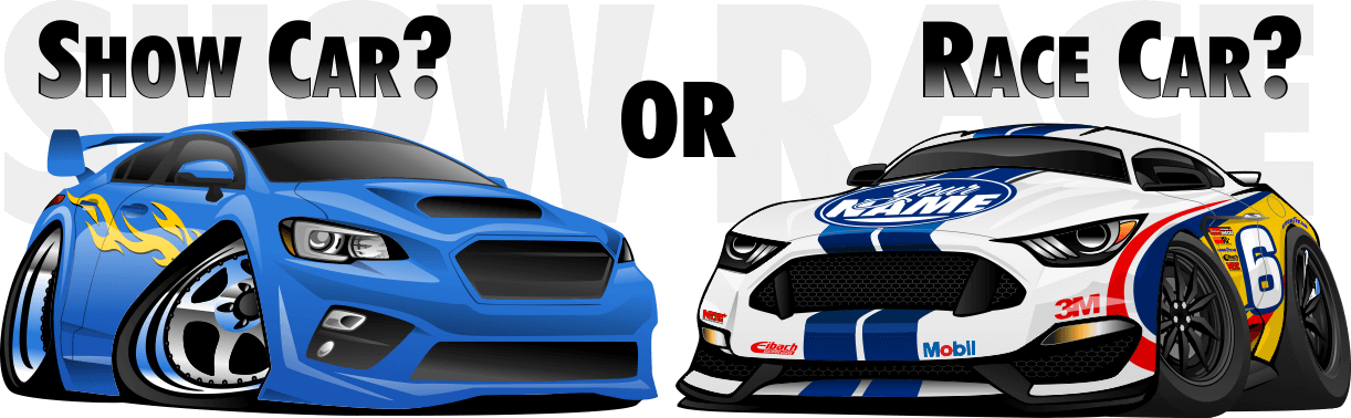 Blue Show Carand White Race Car Illustration