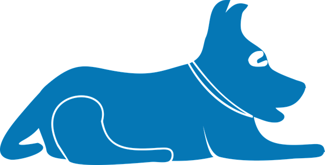 Blue Silhouette Lying Dog