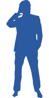 Blue Silhouette Thinking Man