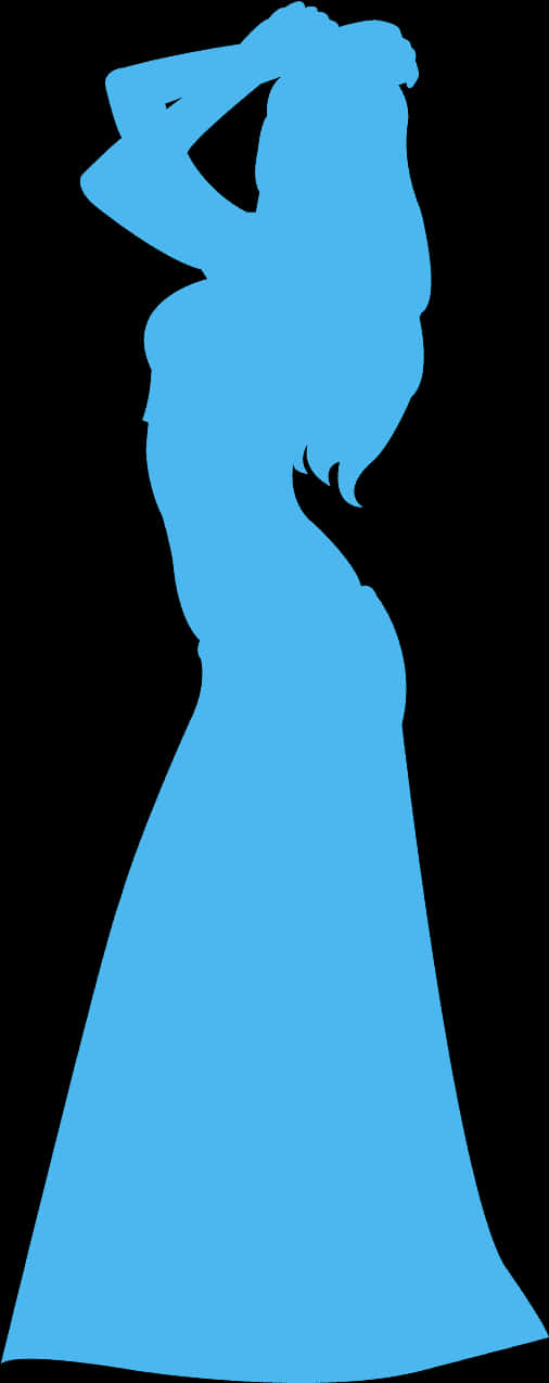 Blue Silhouette Woman Posing