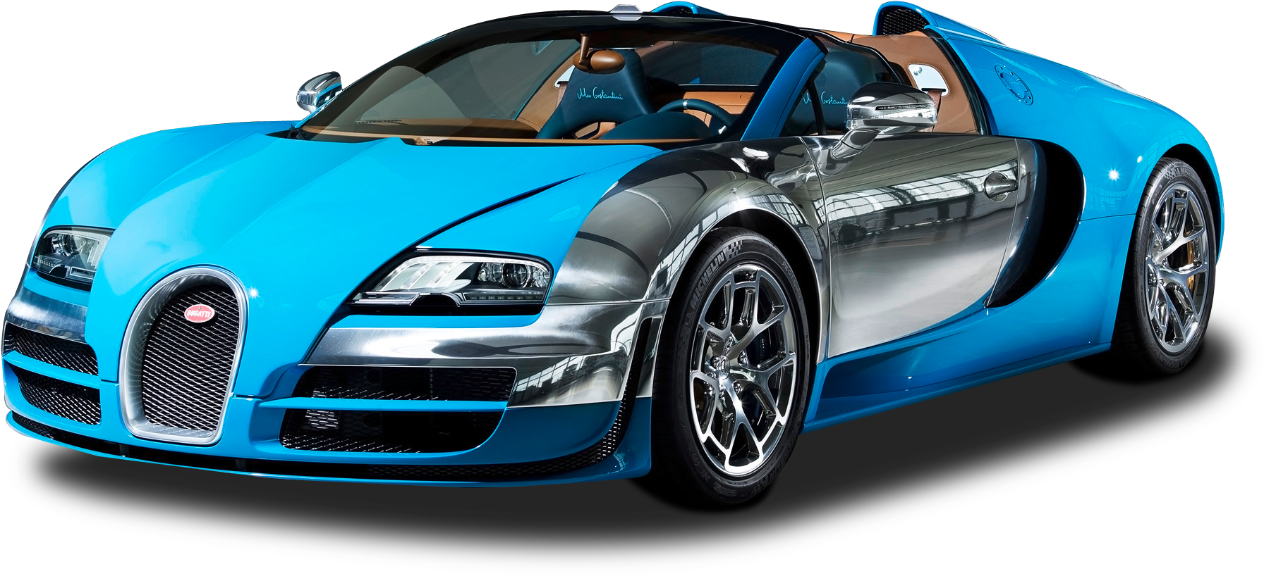 Blue Silver Bugatti Veyron Side View