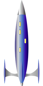 Blue Silver Retro Rocket Illustration