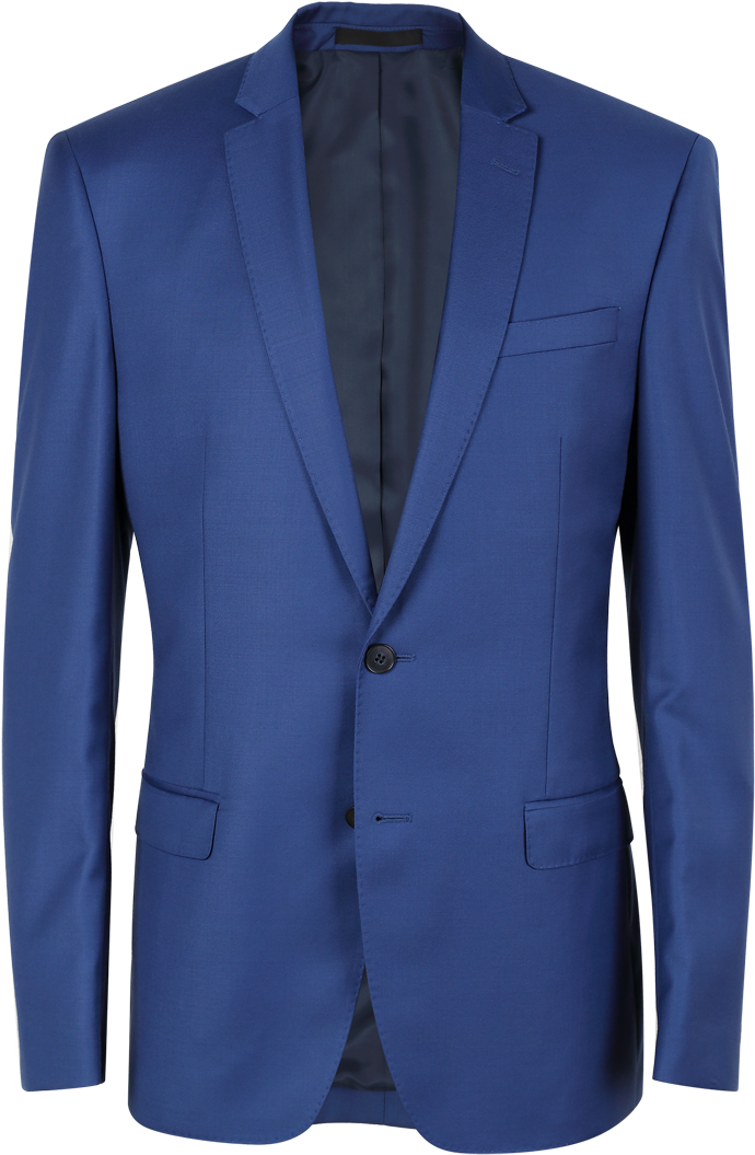 Blue Single Breasted Suit Jacket