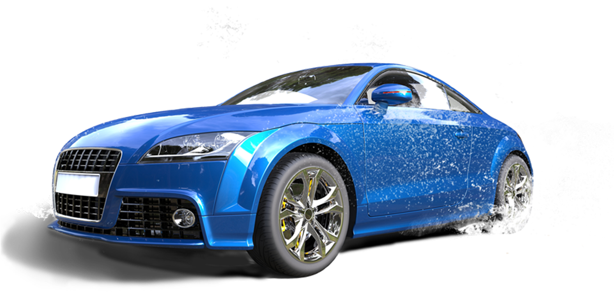 Blue Sports Car Water Splash Car Wash