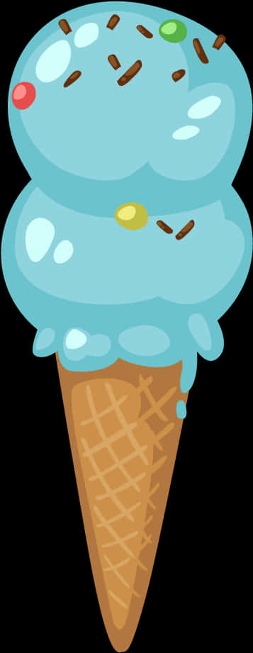 Blue Sprinkled Ice Cream Cone Illustration