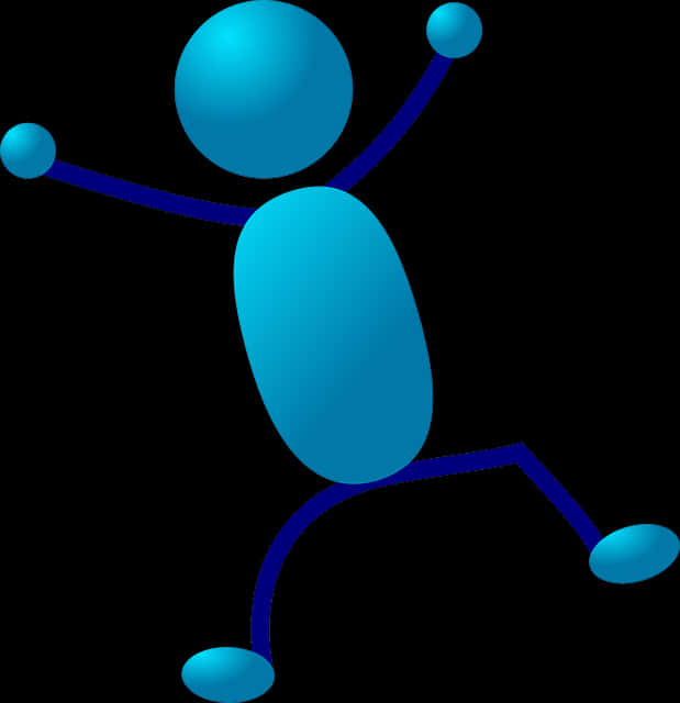 Blue Stickman Figure Dancing