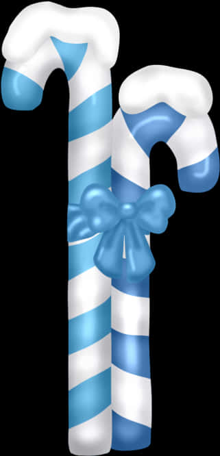 Blue Striped Candy Canes With Bow