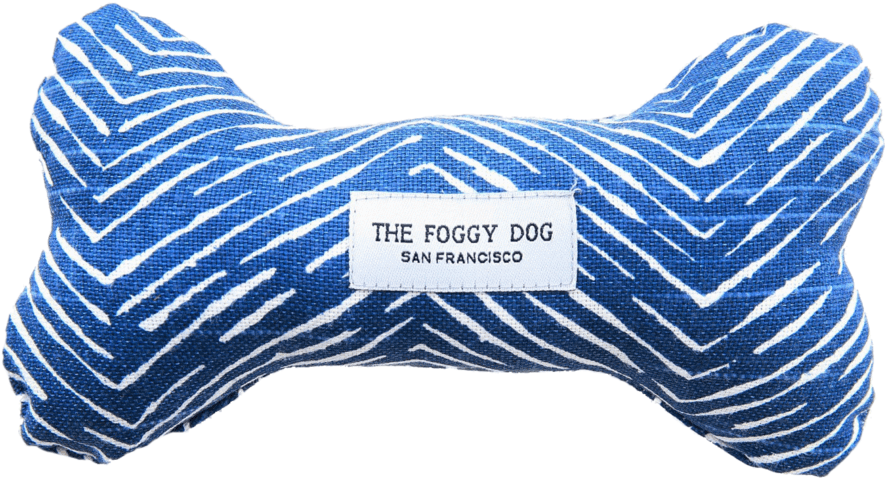 Blue Striped Fabric Dog Bone Toy