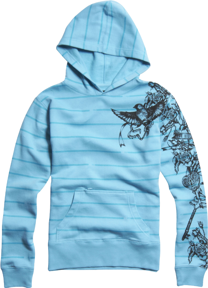 Blue Striped Fox Racing Hoodiewith Graphics
