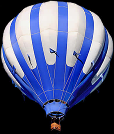 Blue Striped Hot Air Balloon Transparent Background.png