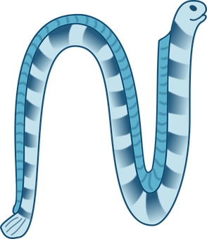 Blue Striped Sea Worm Illustration