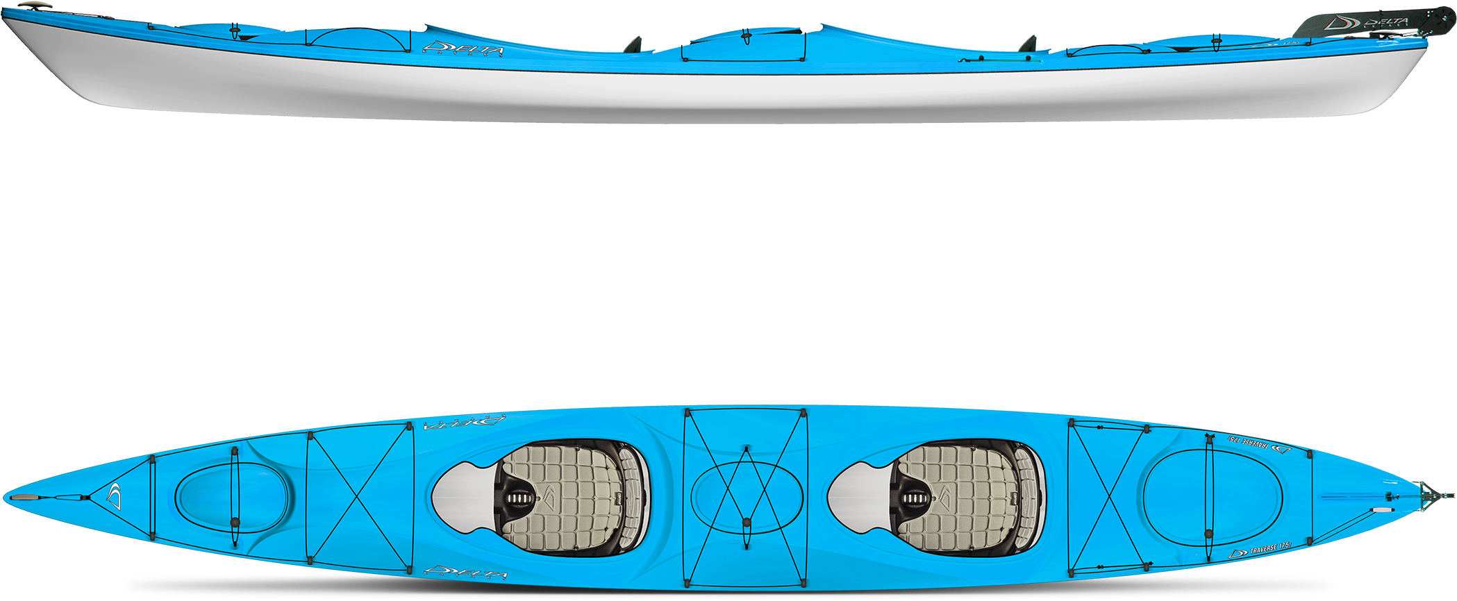 Blue Tandem Kayak Top View