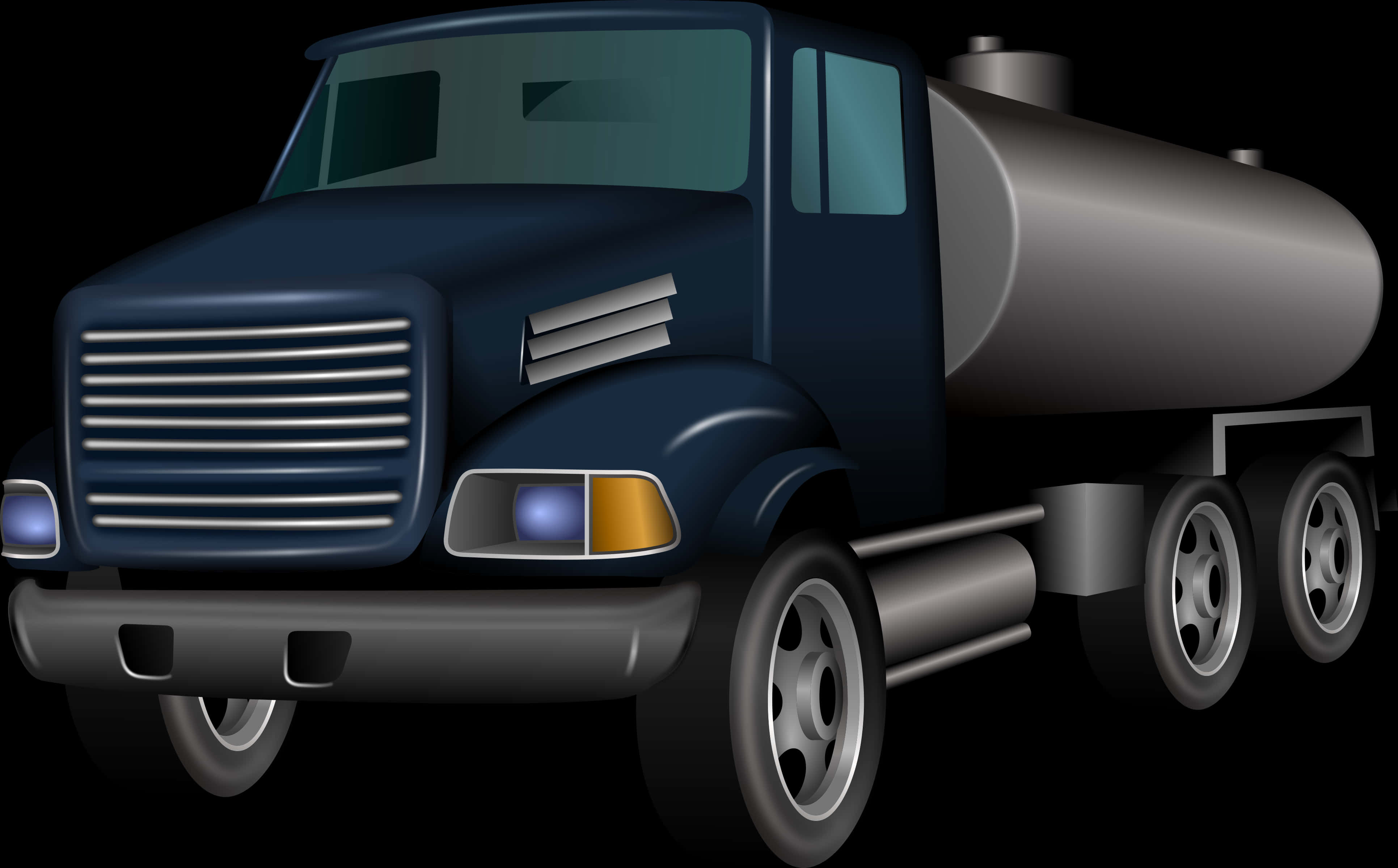 Blue Tanker Truck Illustration