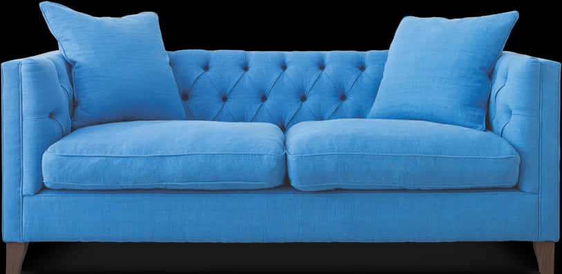 Blue Tufted Upholstered Couch