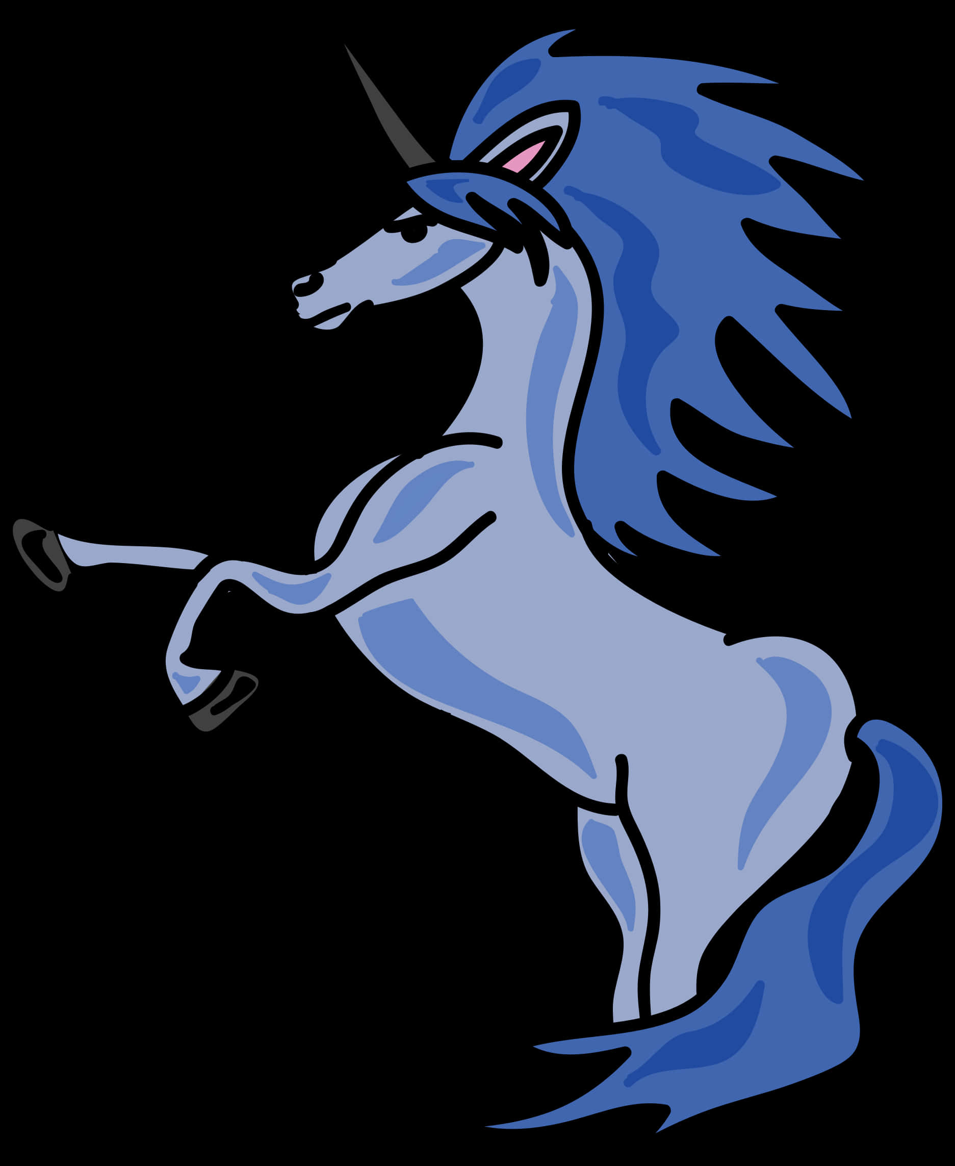 Blue Unicorn Cartoon Illustration