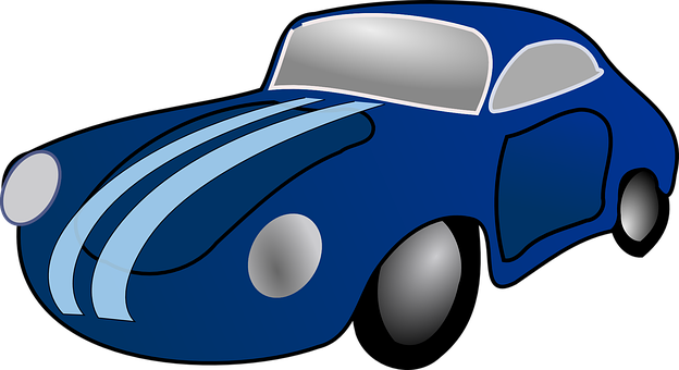 Blue Vintage Car Illustration