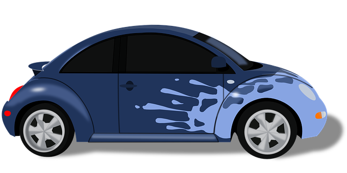 Blue Volkswagen Beetle Cartoon