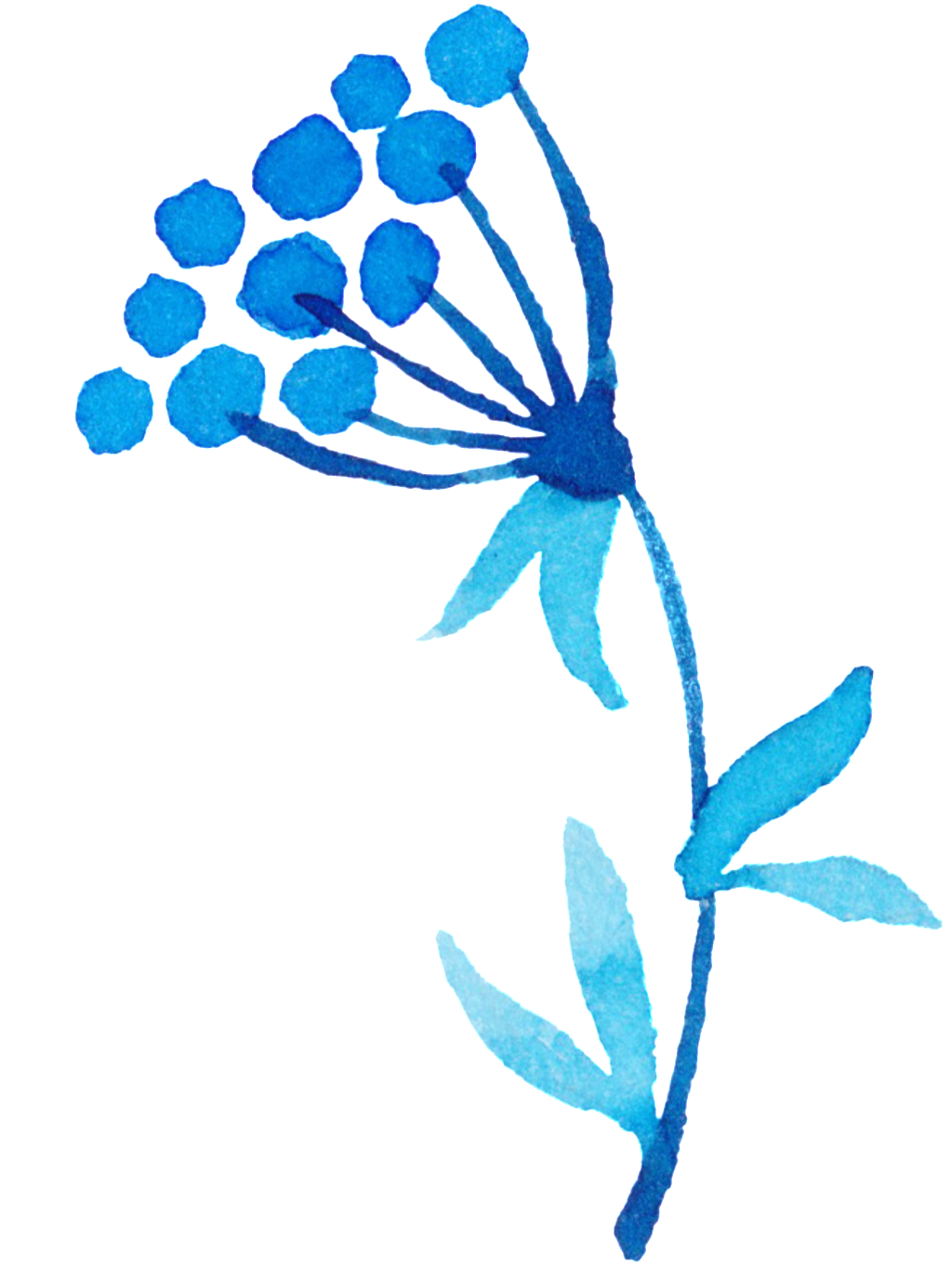 Blue Watercolor Flower Art