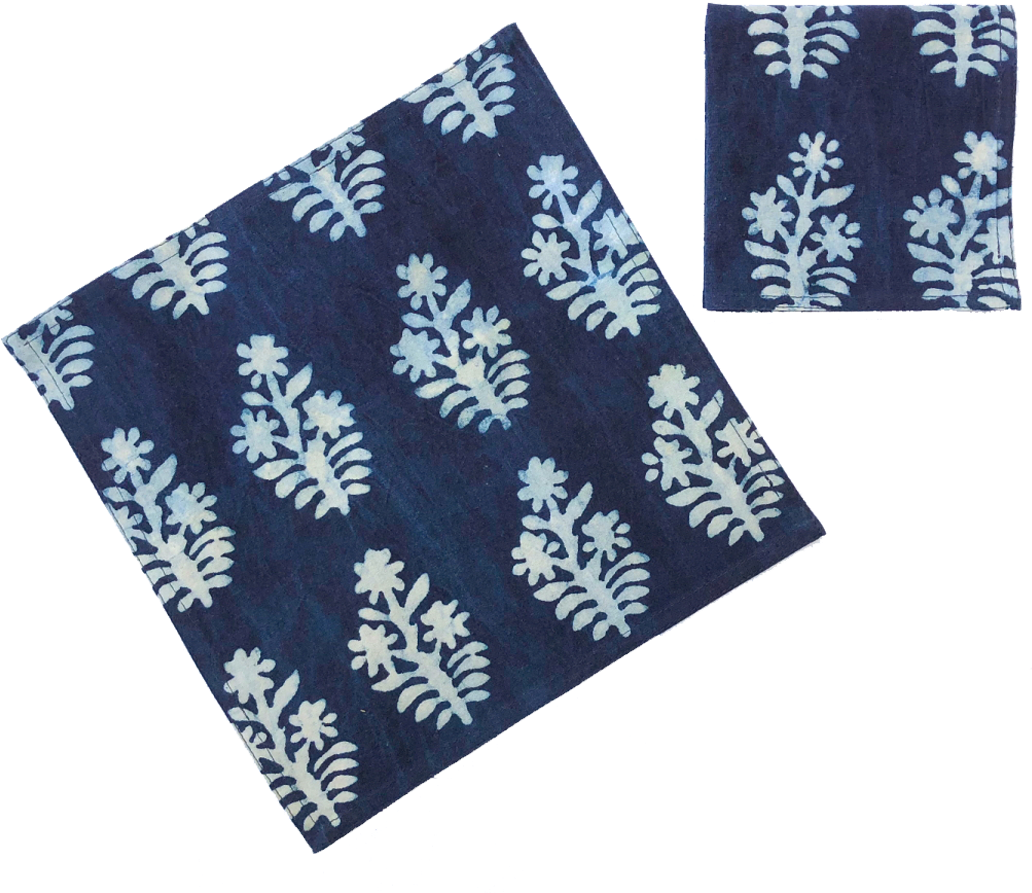 Blue White Floral Napkin Design