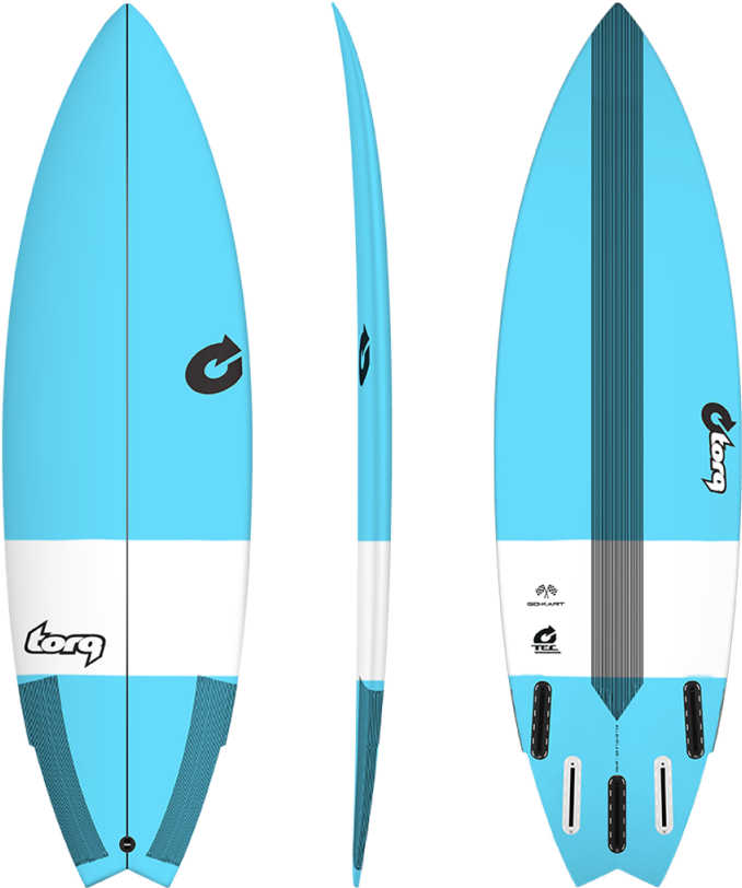 Blue White Surfboard Three Views