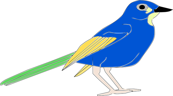 Blue Yellow Animated Bird