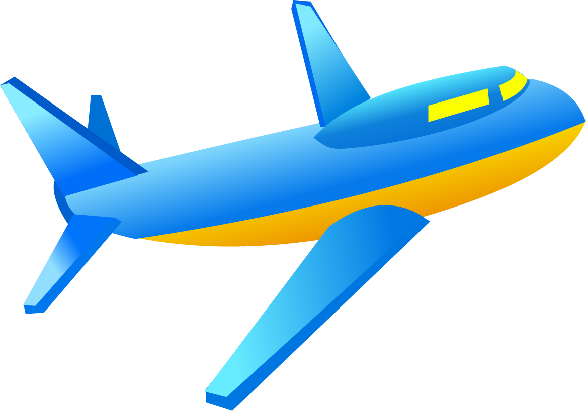 Blue Yellow Cartoon Airplane