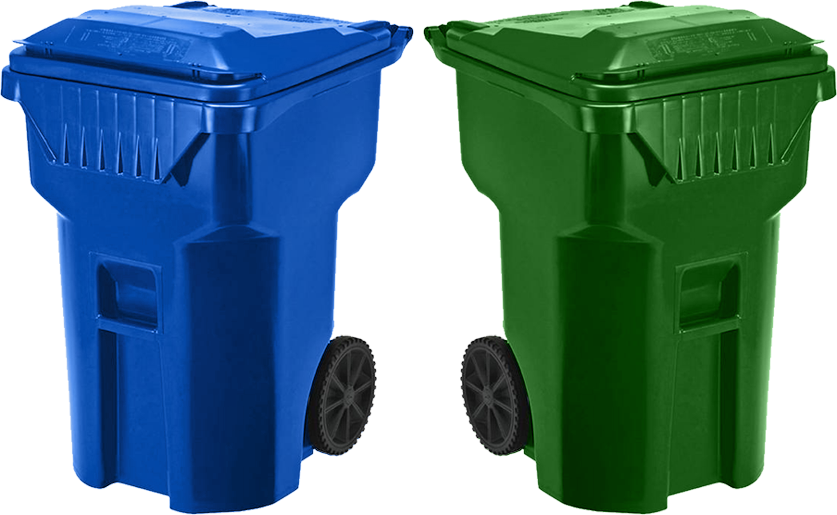 Blueand Green Wheelie Bins