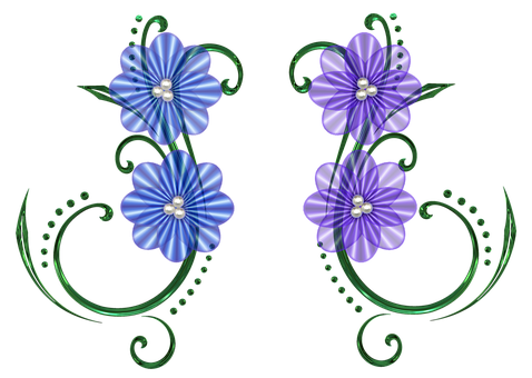 Blueand Purple Floral Artwork