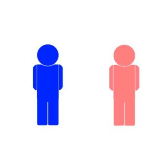 Blueand Red Silhouette Figures