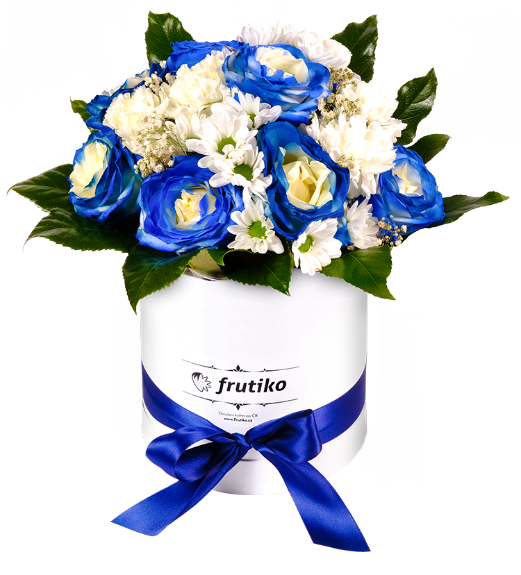 Blueand White Rose Arrangementin Box