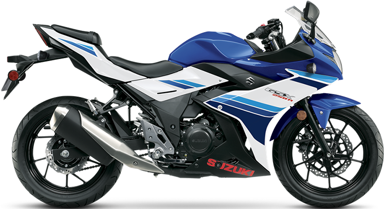 Blueand White Suzuki Sportbike