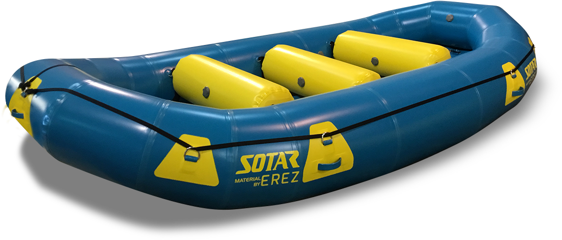 Blueand Yellow Inflatable Raft