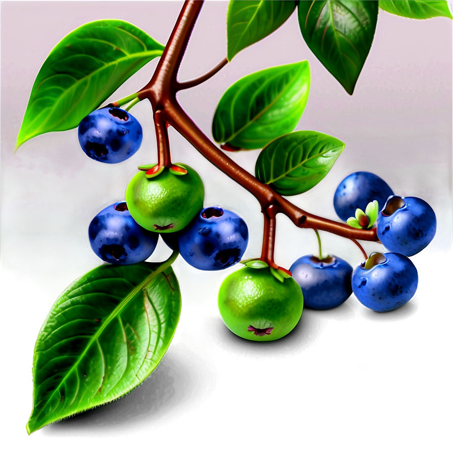 Blueberries On Tree Png Wbu50