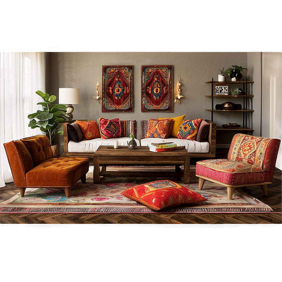 Bohemian Living Room Vibe Png 61