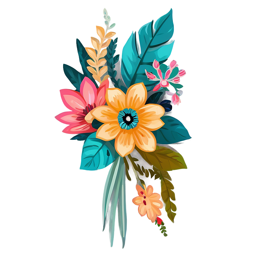 Boho Chic Flower Bouquet Png 06272024