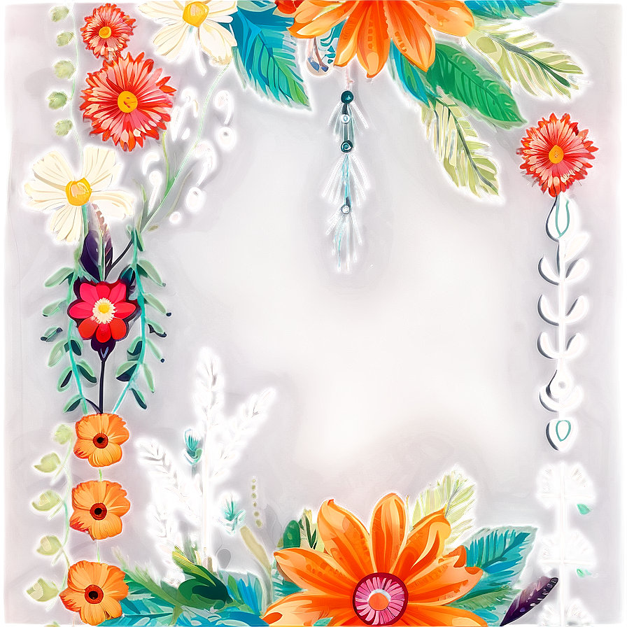 Boho Flowers Border Png Mhx80