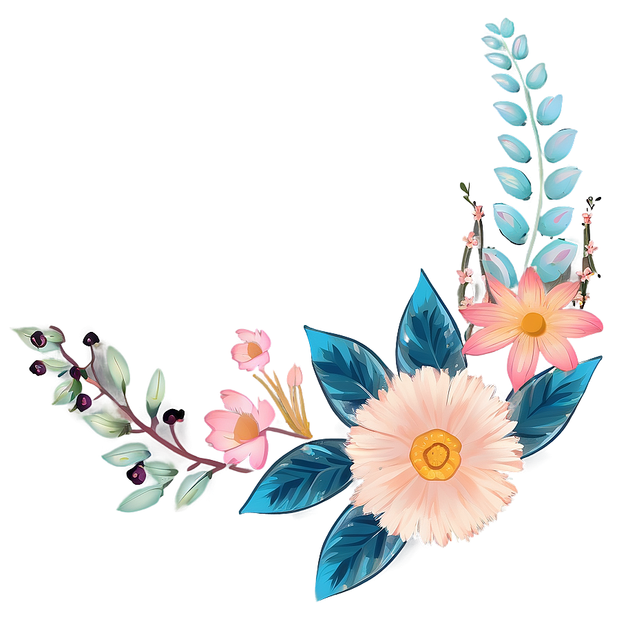 Boho Flowers Composition Png Ixa