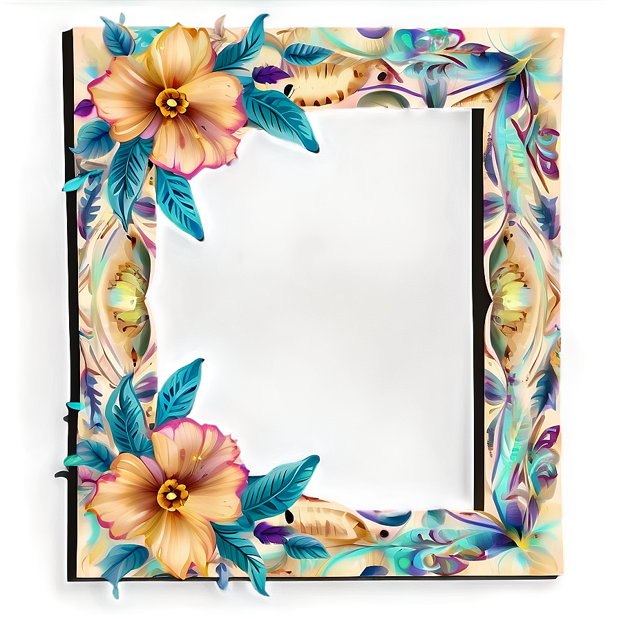 Boho Flowers Frame Png 29