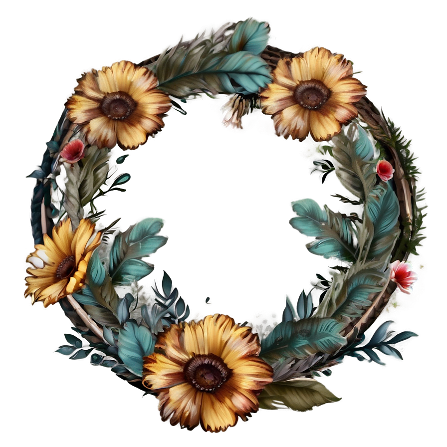 Boho Flowers Frame Png 41