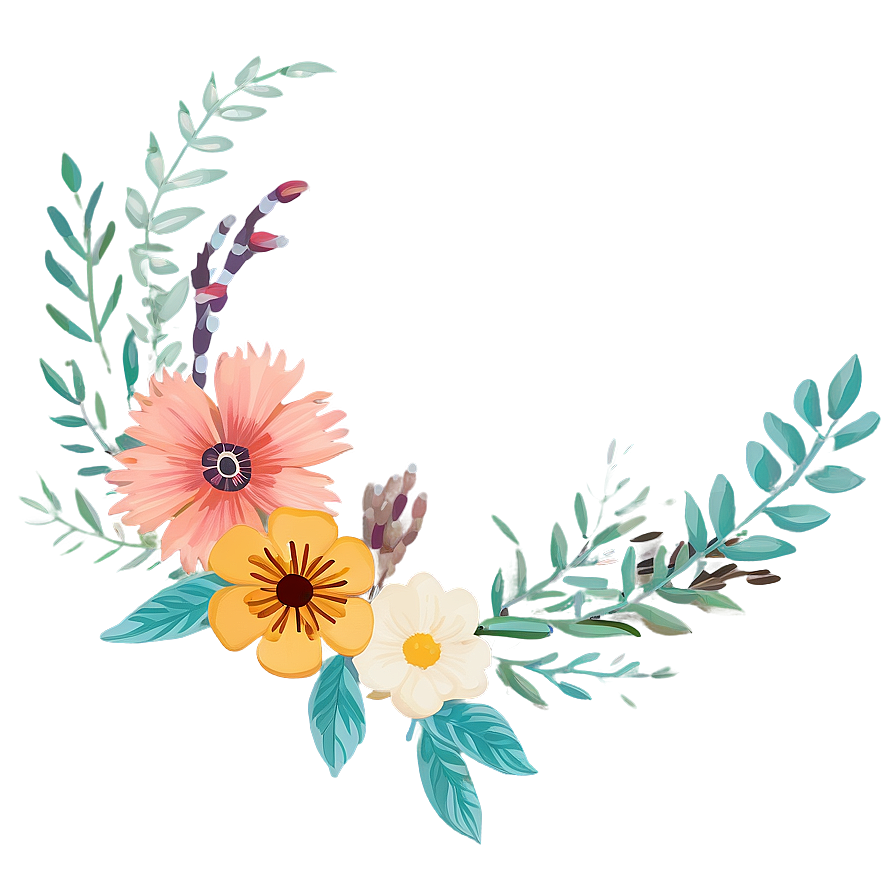 Boho Flowers Garden Png Yep