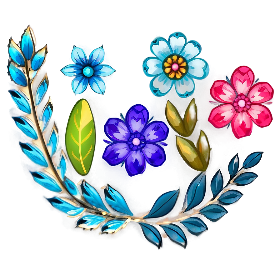 Boho Flowers Set Png 3