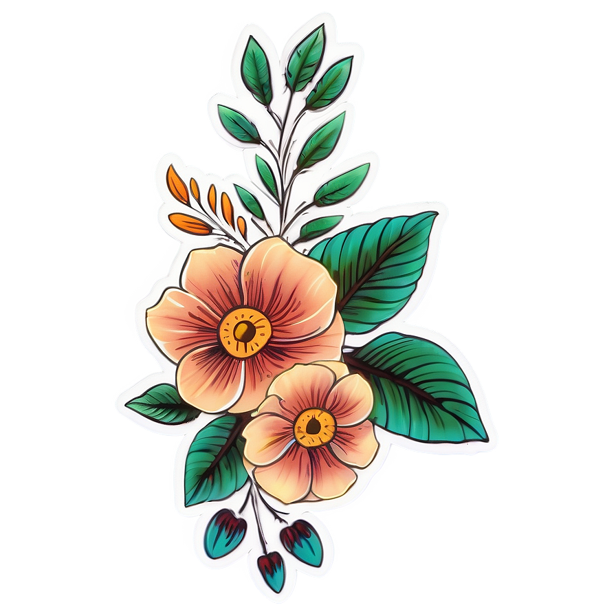 Boho Flowers Tattoo Png Ocr