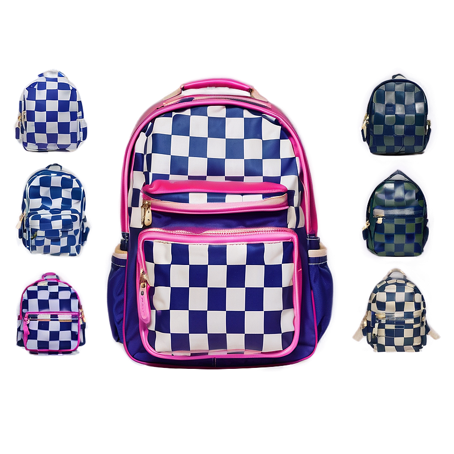 Book Bag In Checkered Pattern Png 87