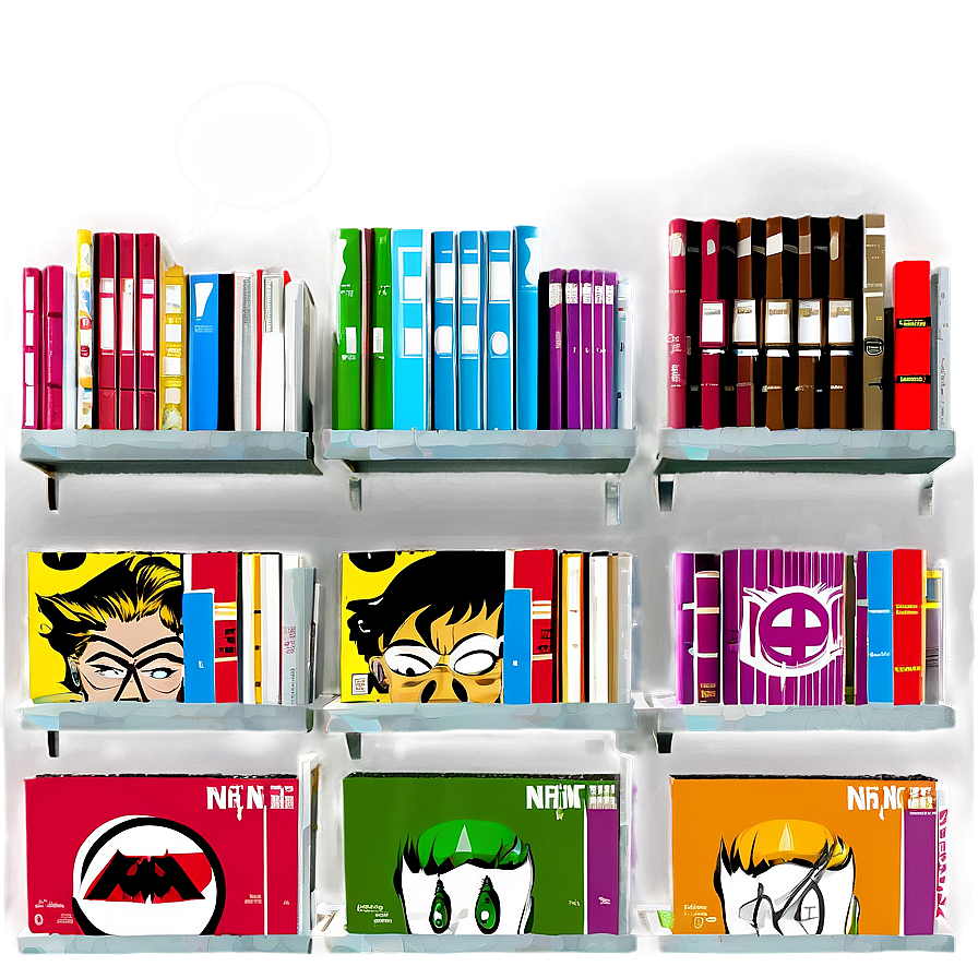 Bookshelf For Comics Png 05242024