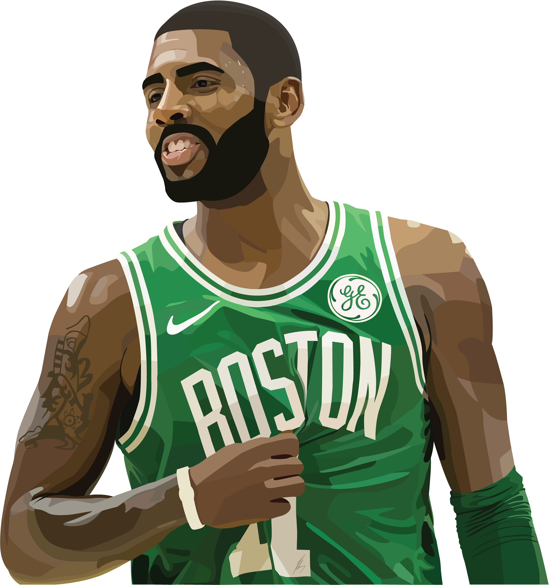 Boston Basketball Player Illustration