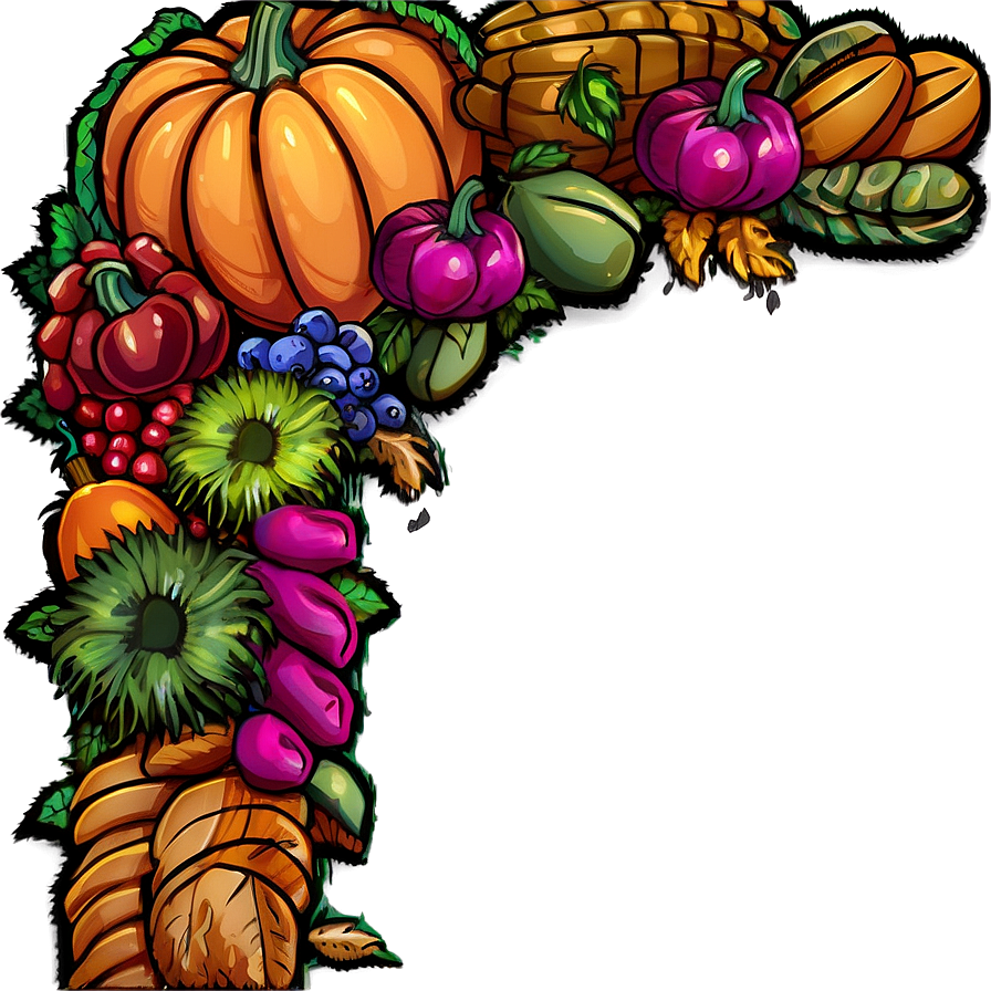 Bountiful Harvest Thanksgiving Border Png Xje63