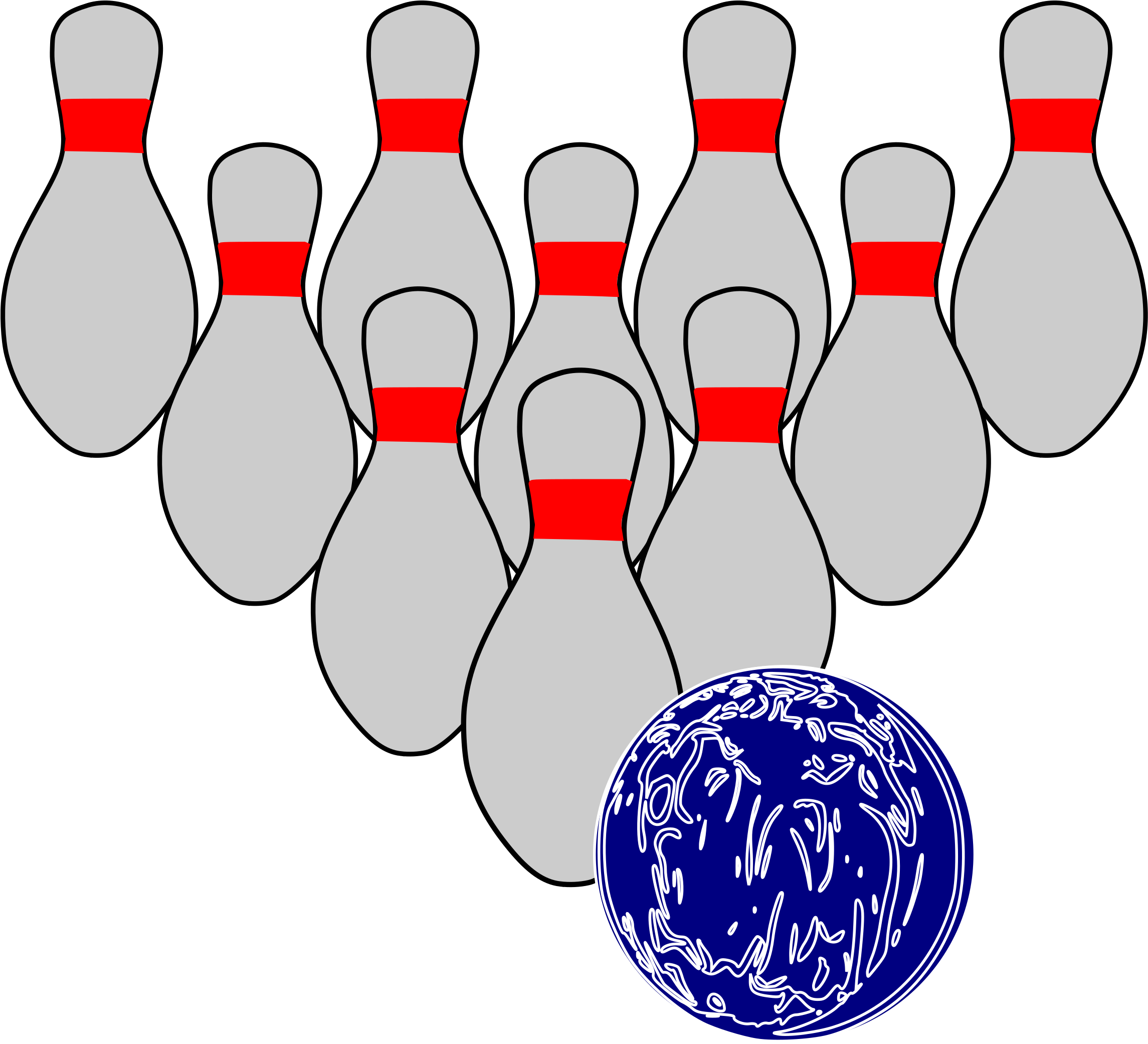 Bowling Pinsand Ball Illustration