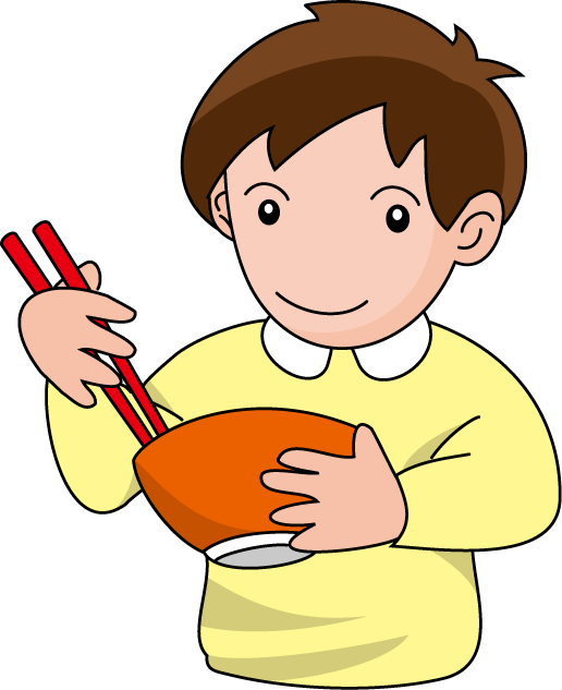 Boy Holding Chopsticksand Bowl