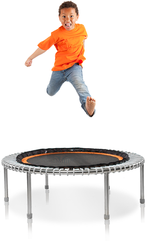 Boy Jumping Near Trampoline