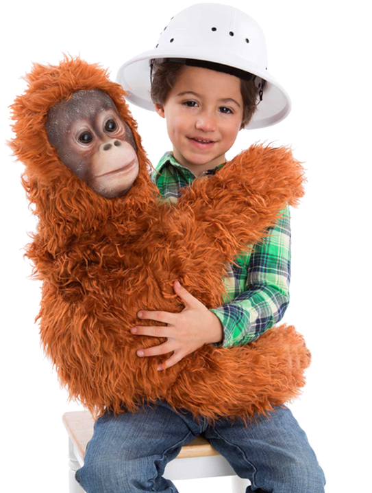 Boy With Plush Orangutan Toy